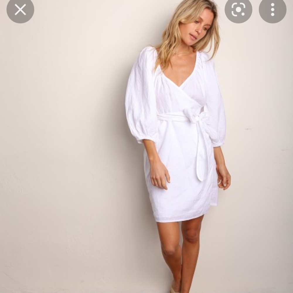 Mara Hoffman white linen wrap dress